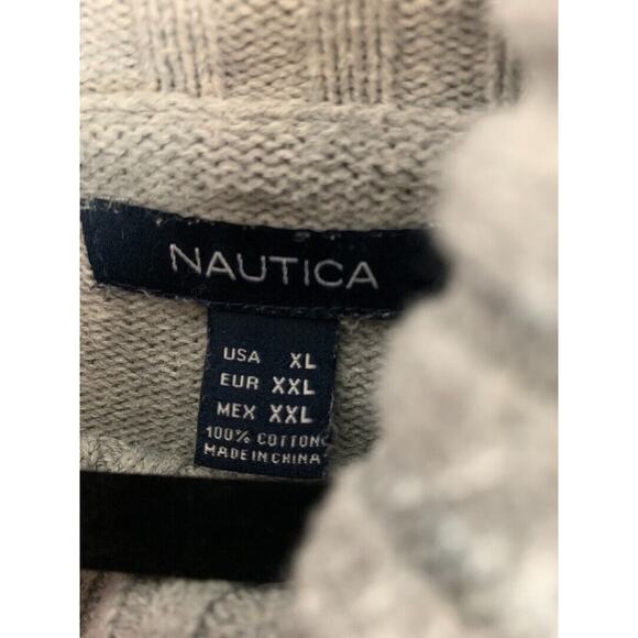 Nautica Womens Gray Ribbed Cowl Neck Sweater XL 100% Cotton Long Sleeve - Picture 4 of 5